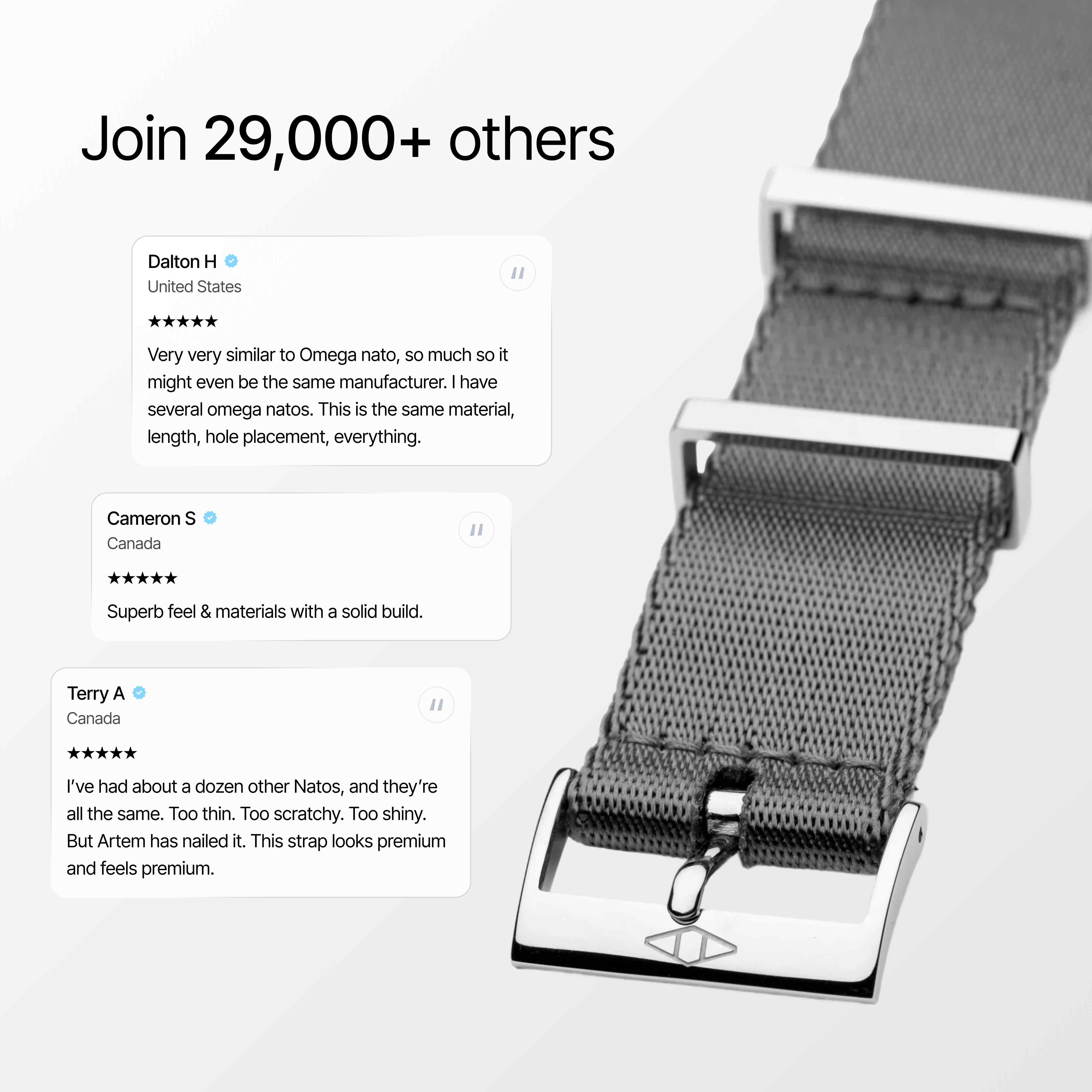 Grey Nylon Watch Strap