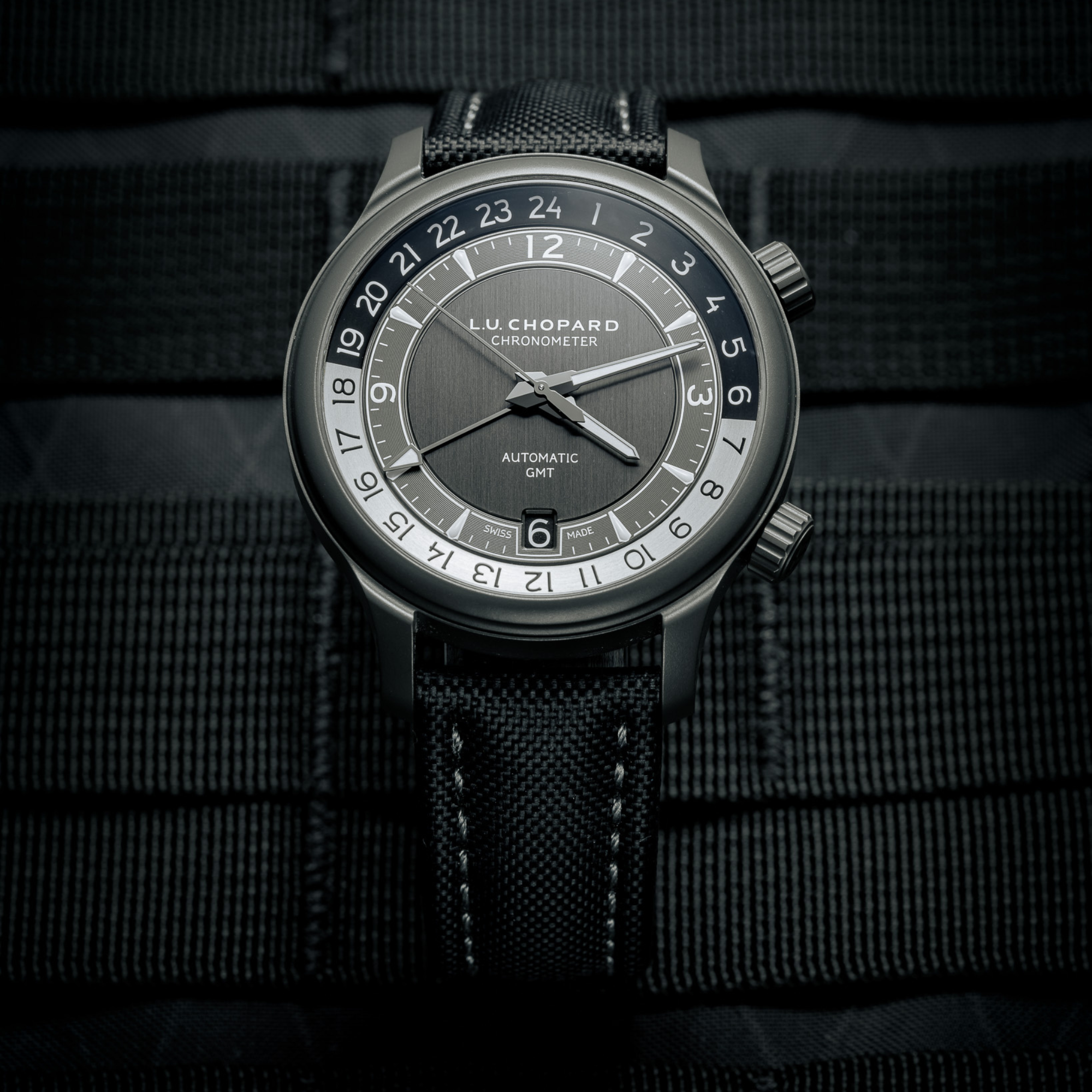 Classic | Black Sailcloth Watch Strap with Grey Stitching