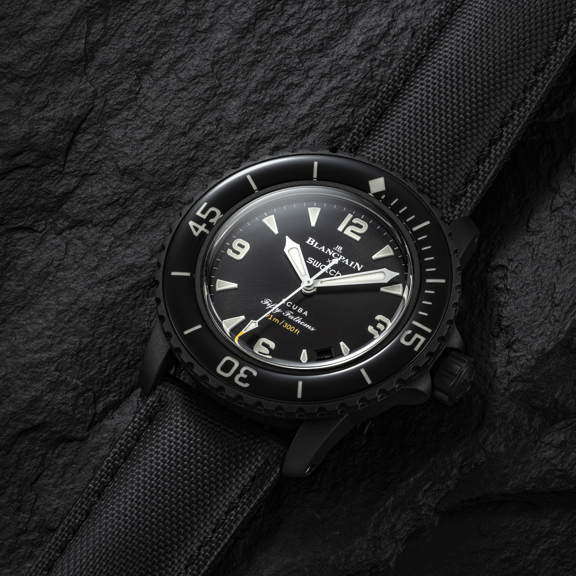 Loop-Less™ Black Sailcloth Watch Strap with Black Stitching