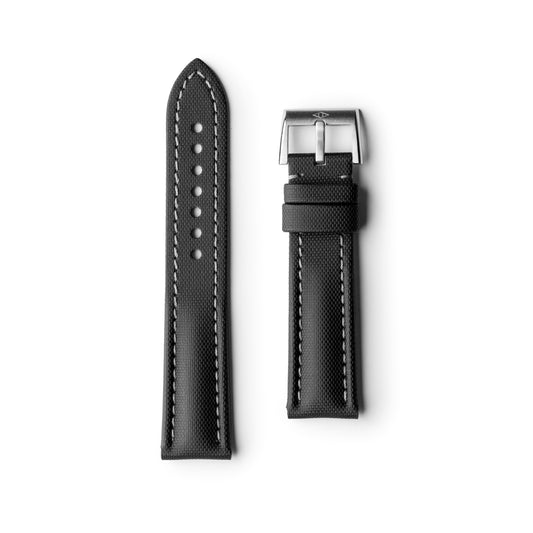 Classic | Black Sailcloth Watch Strap with Grey Stitching