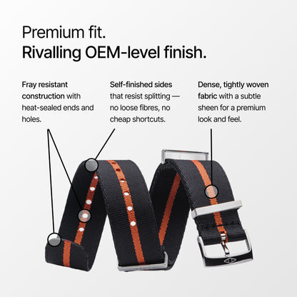 Orange Pin Stripe Nylon Watch Strap