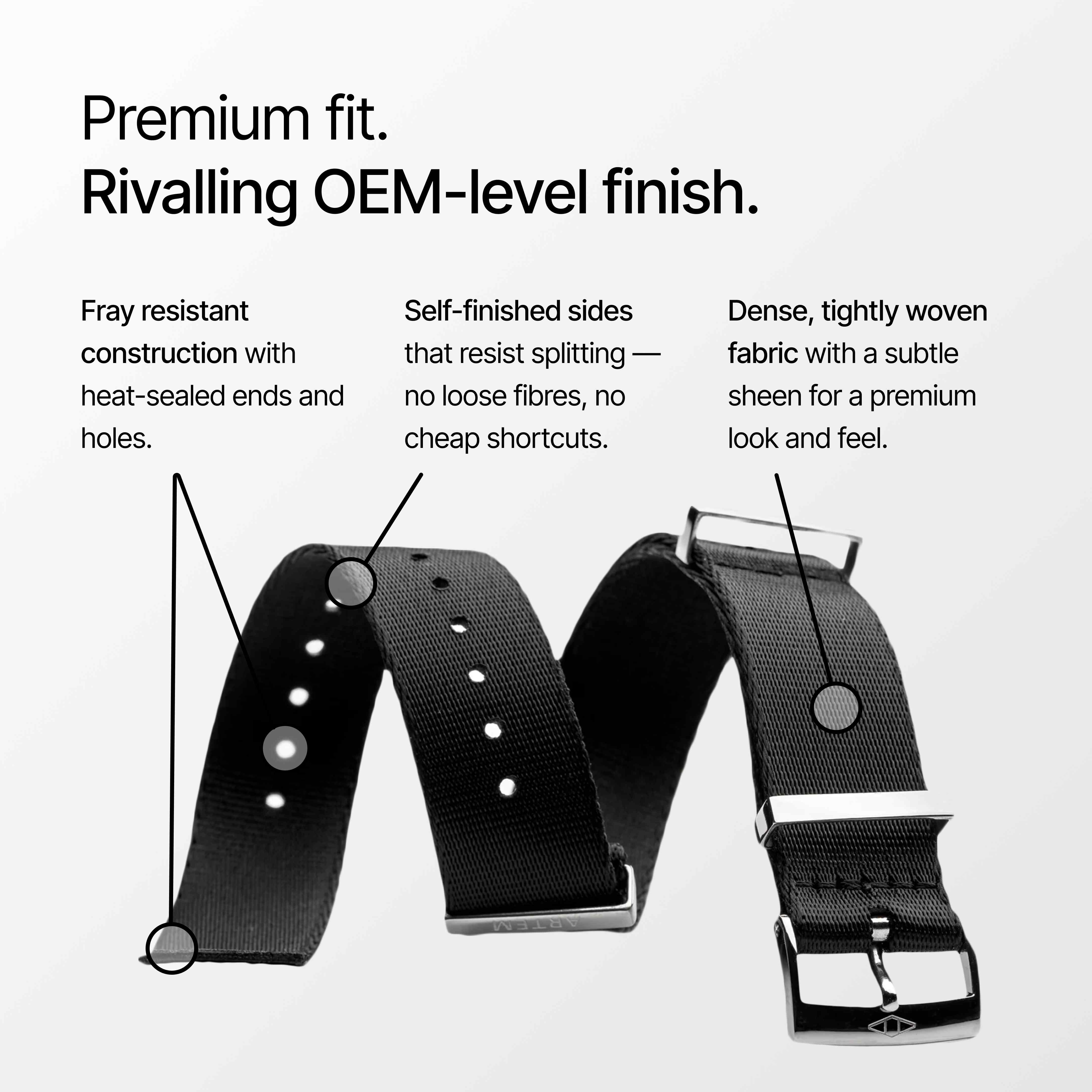 Black Nylon Watch Strap