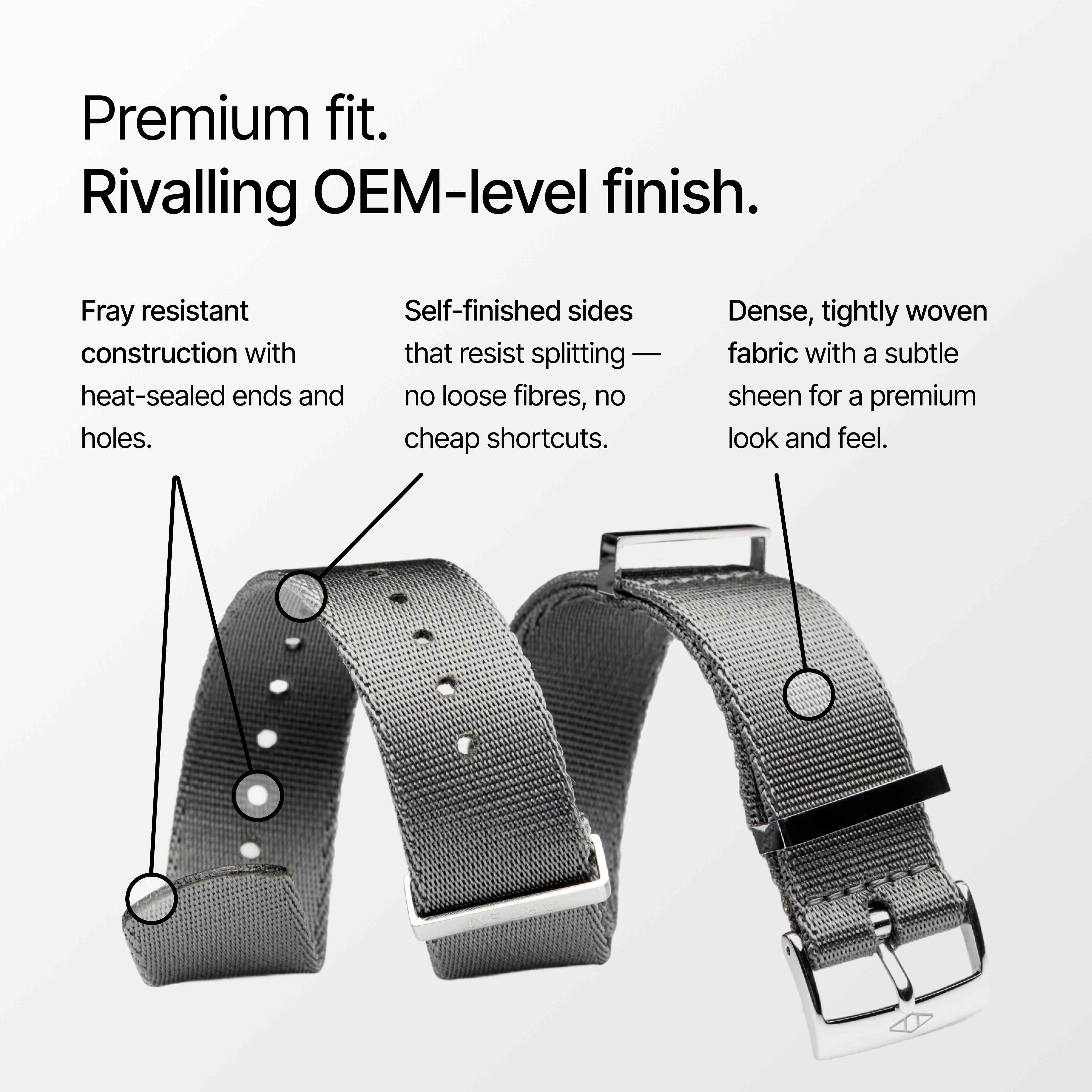 Grey Nylon Watch Strap