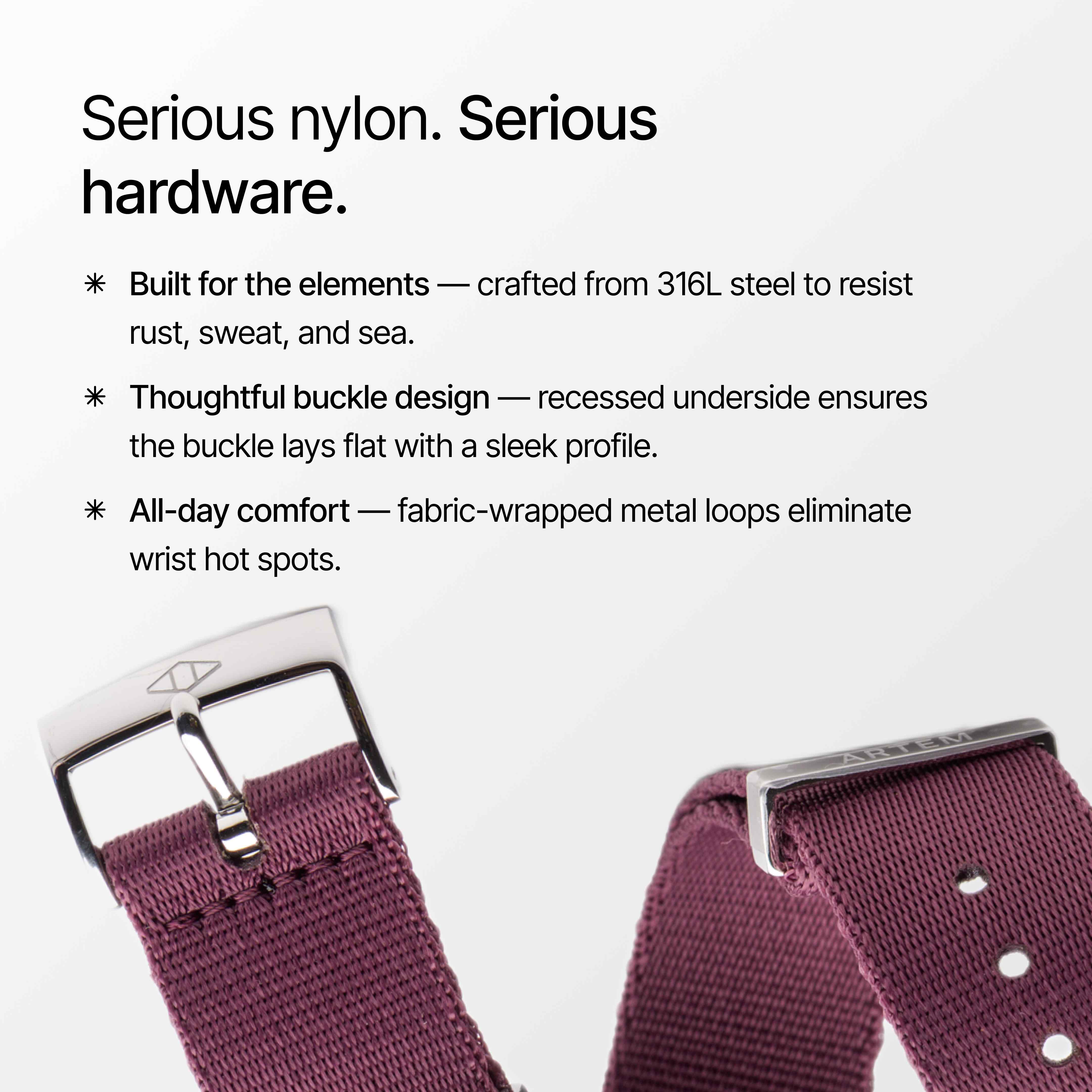 Burgundy Nylon Watch Strap