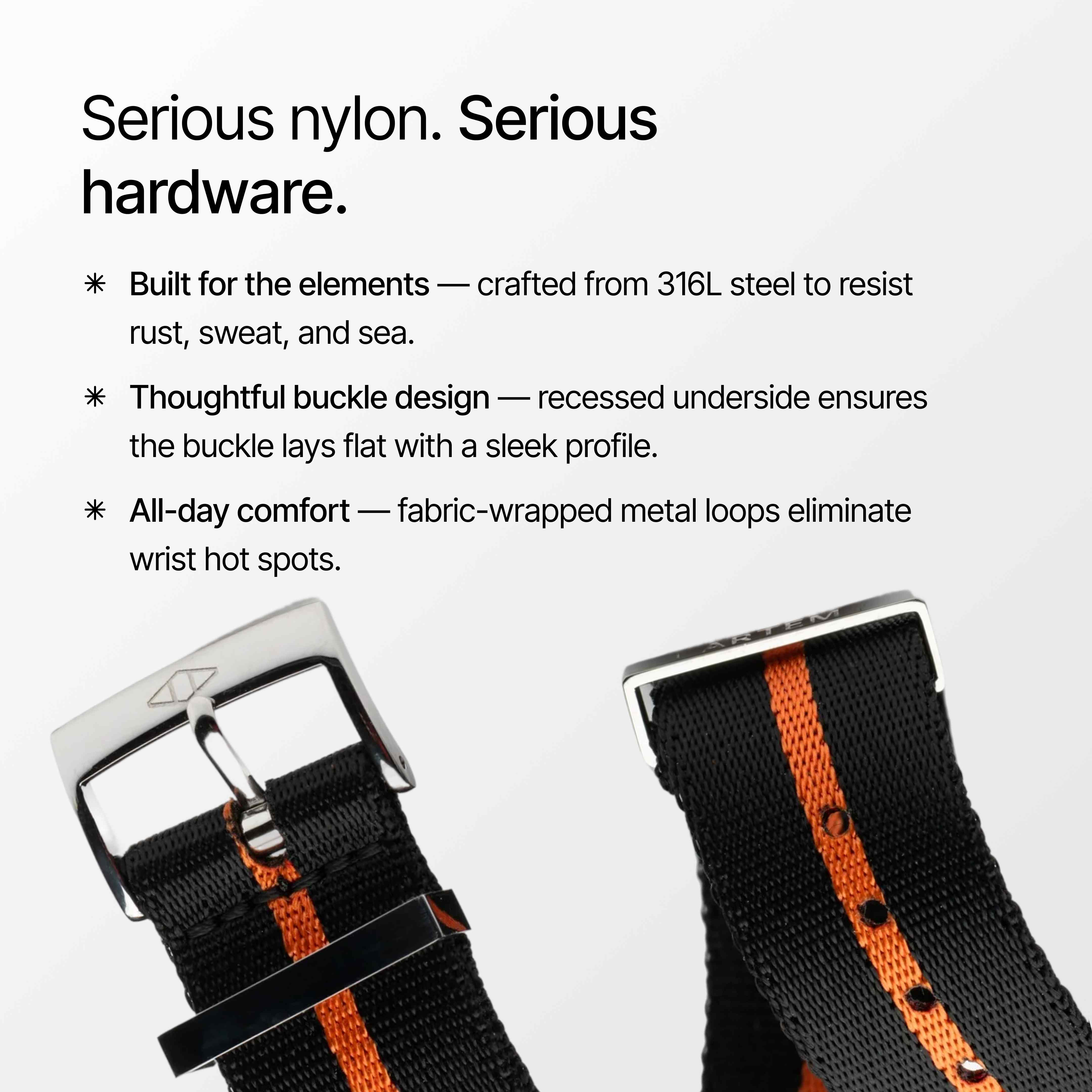 Orange Pin Stripe Nylon Watch Strap