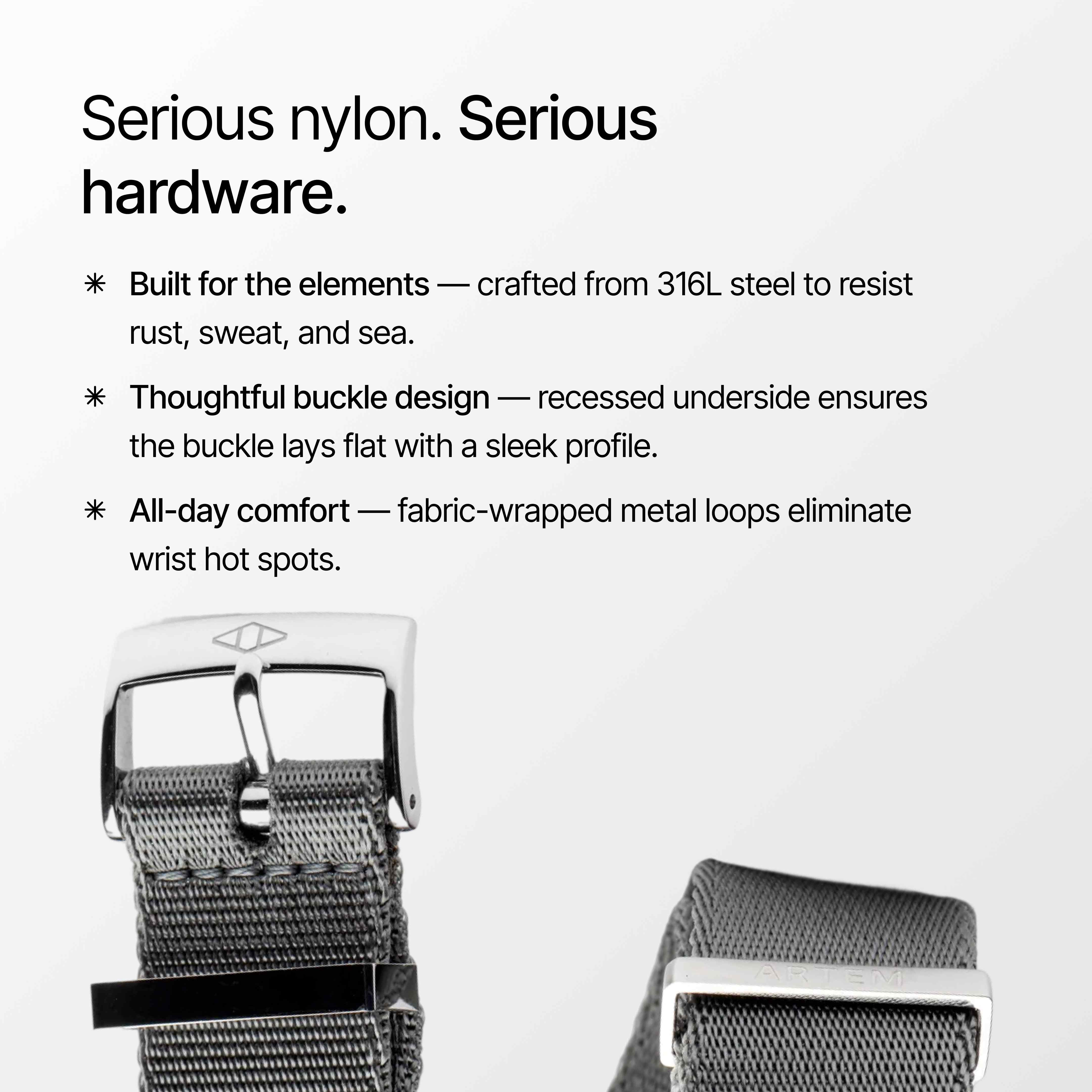 Grey Nylon Watch Strap