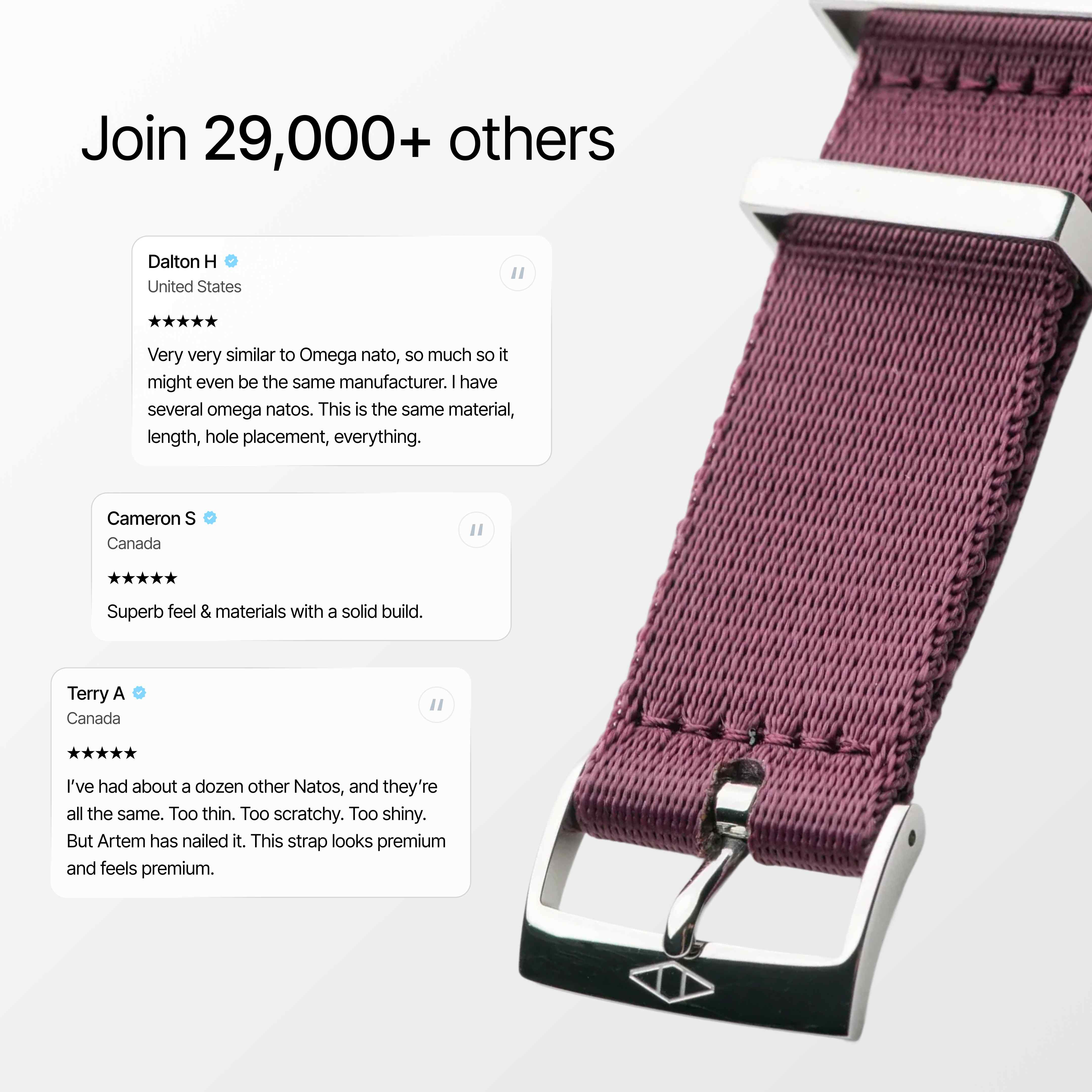 Burgundy Nylon Watch Strap