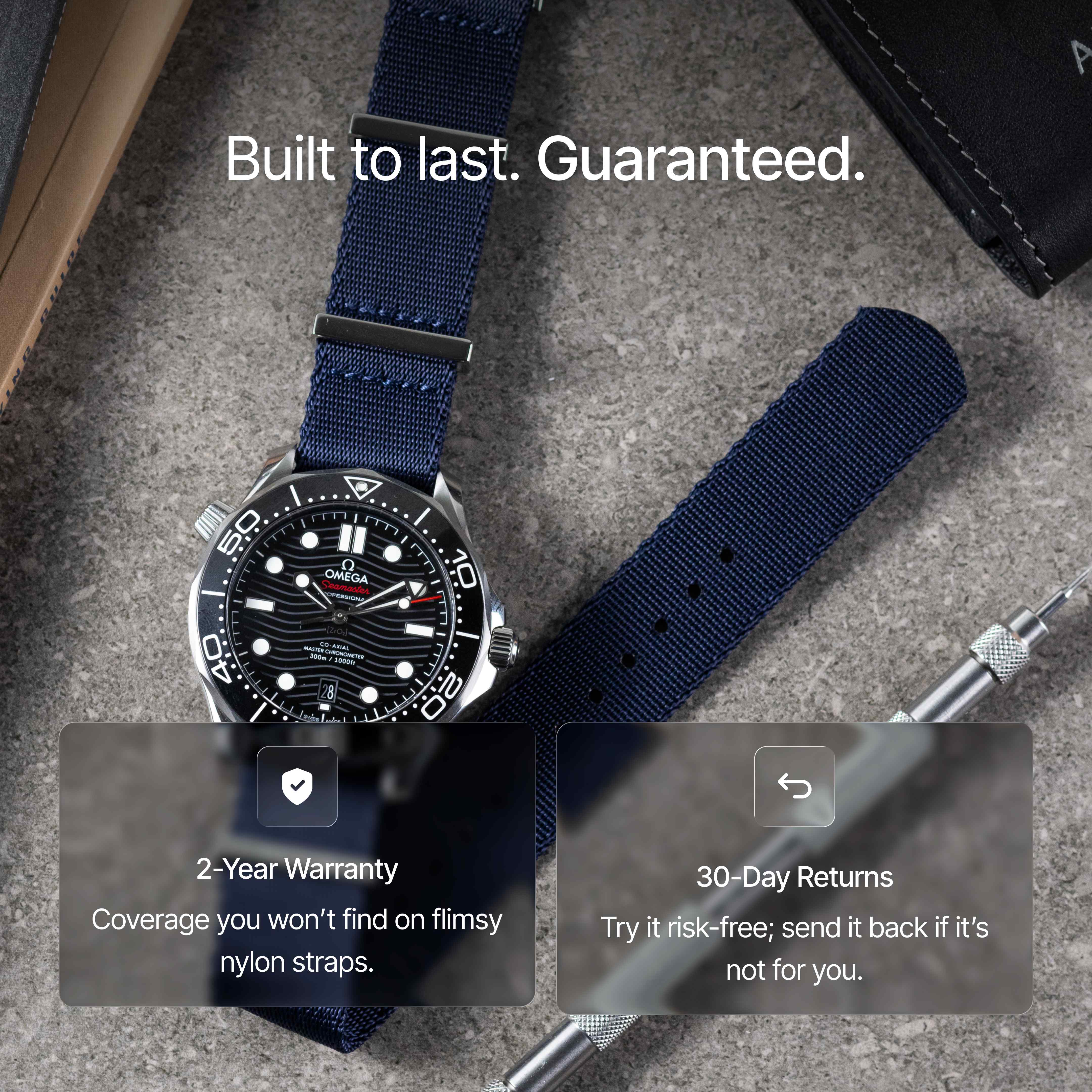 Navy Blue Nylon Watch Strap