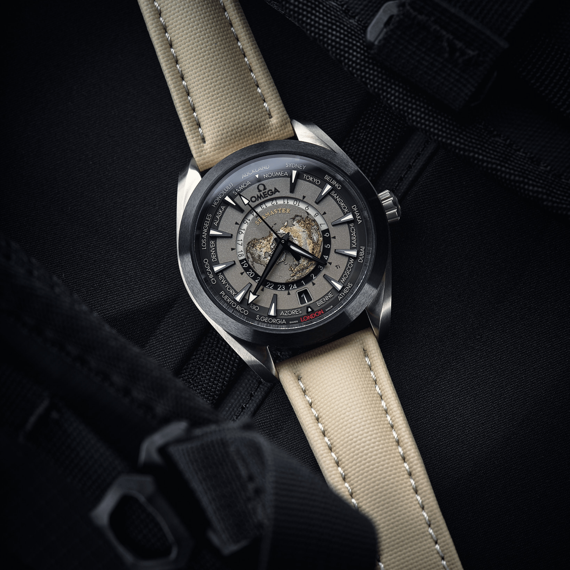 Classic | Sand Beige Sailcloth Watch Strap with Beige Stitching