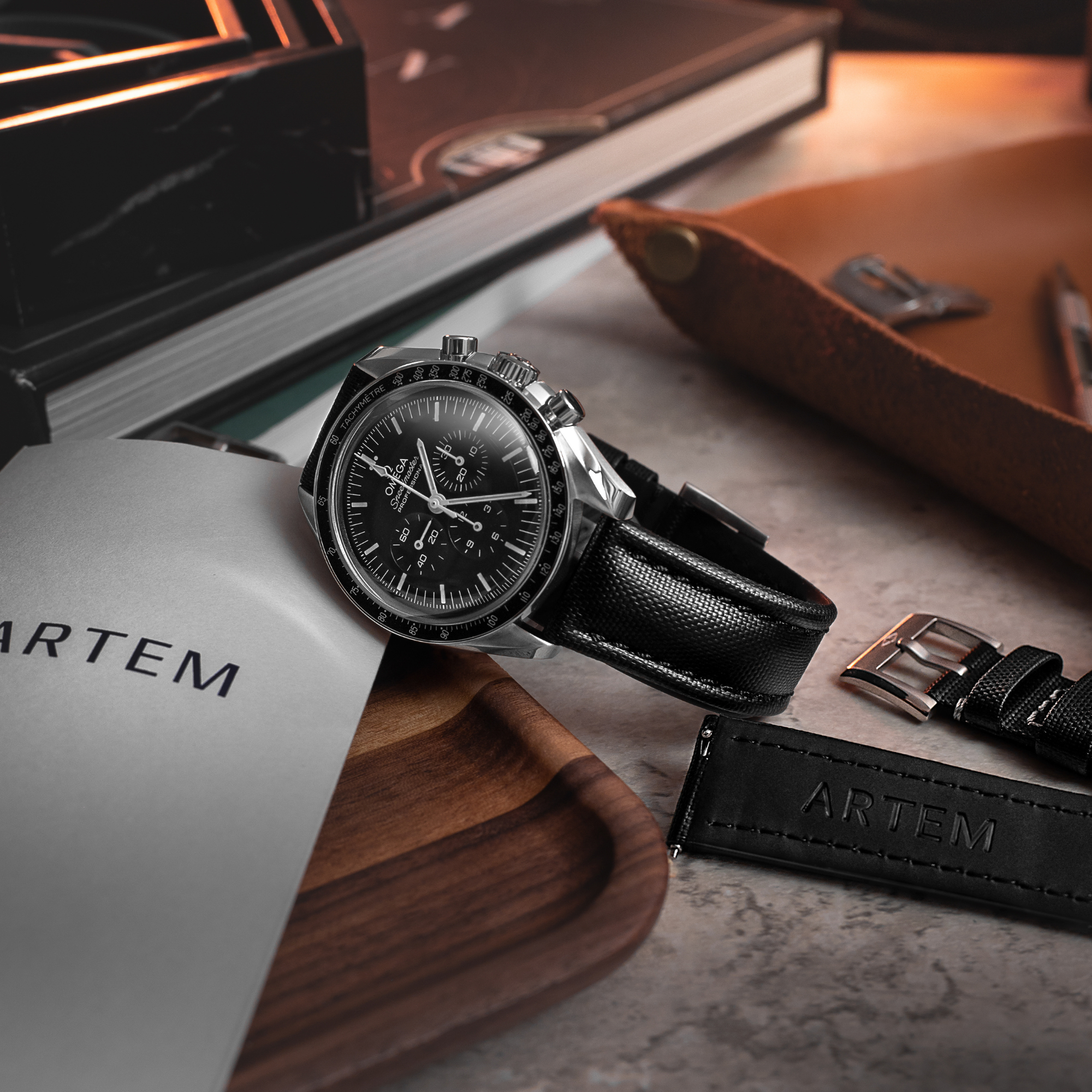 Classic | Black Sailcloth Watch Strap with Black Stitching