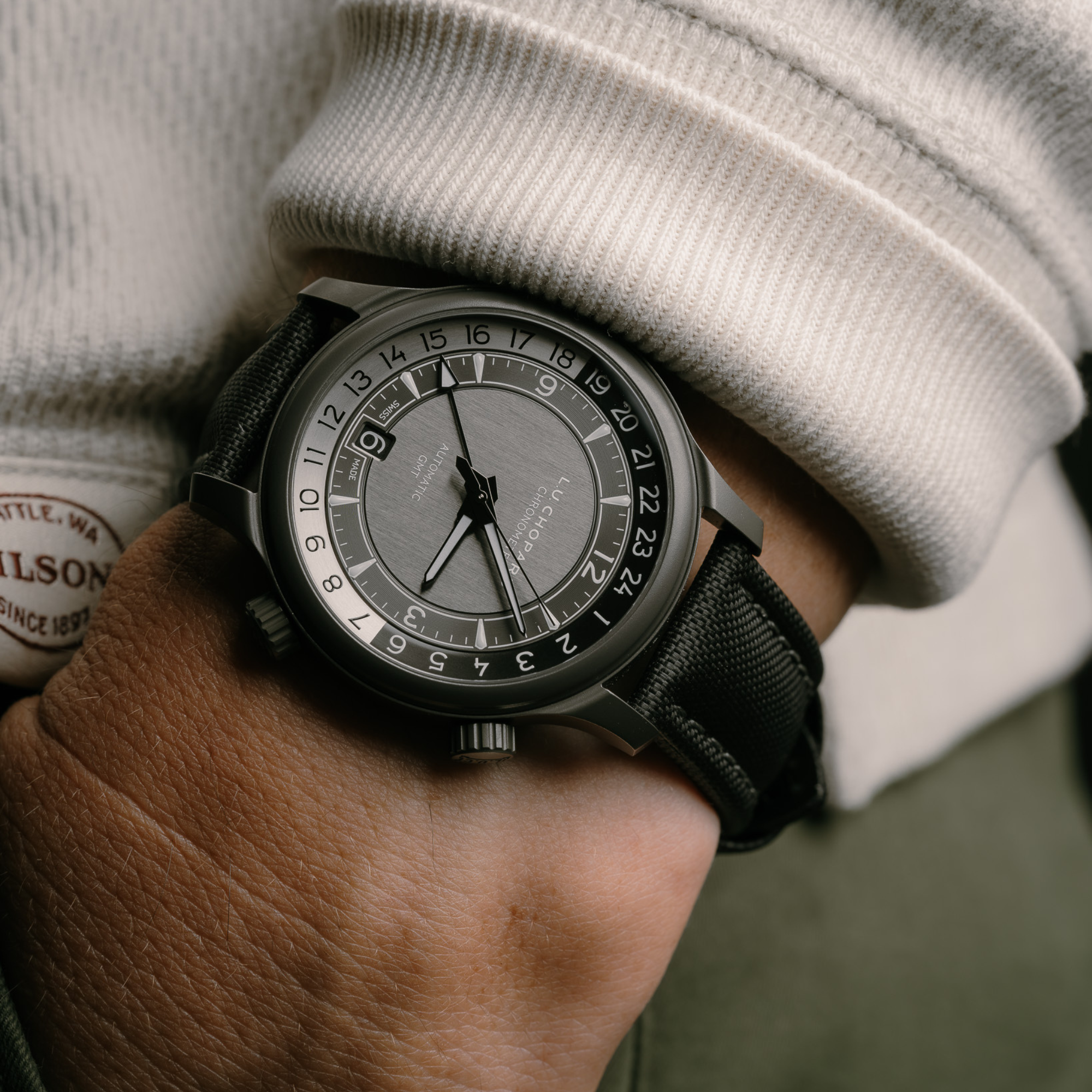 Classic | Black Sailcloth Watch Strap with Grey Stitching