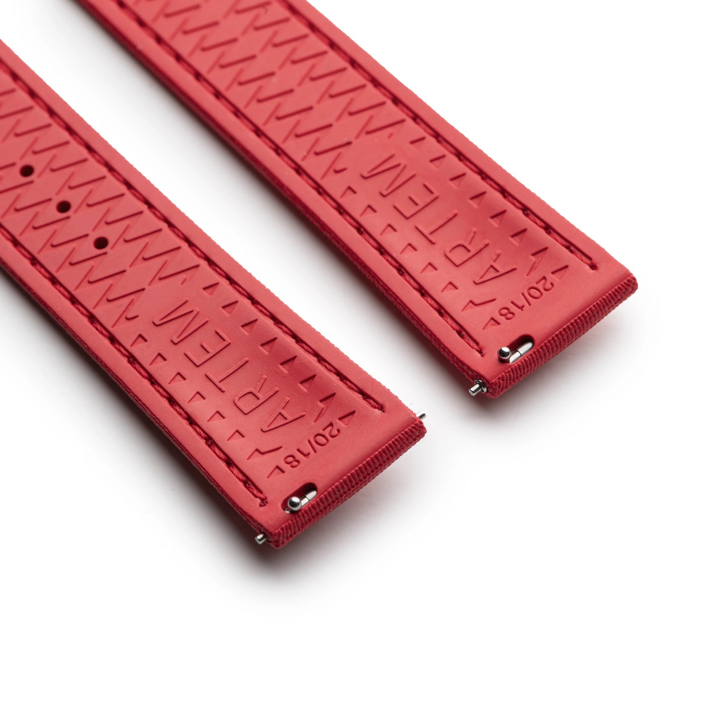 Loop-less™ HydroFlex™ Red Sailcloth Watch Strap with Red Stitching