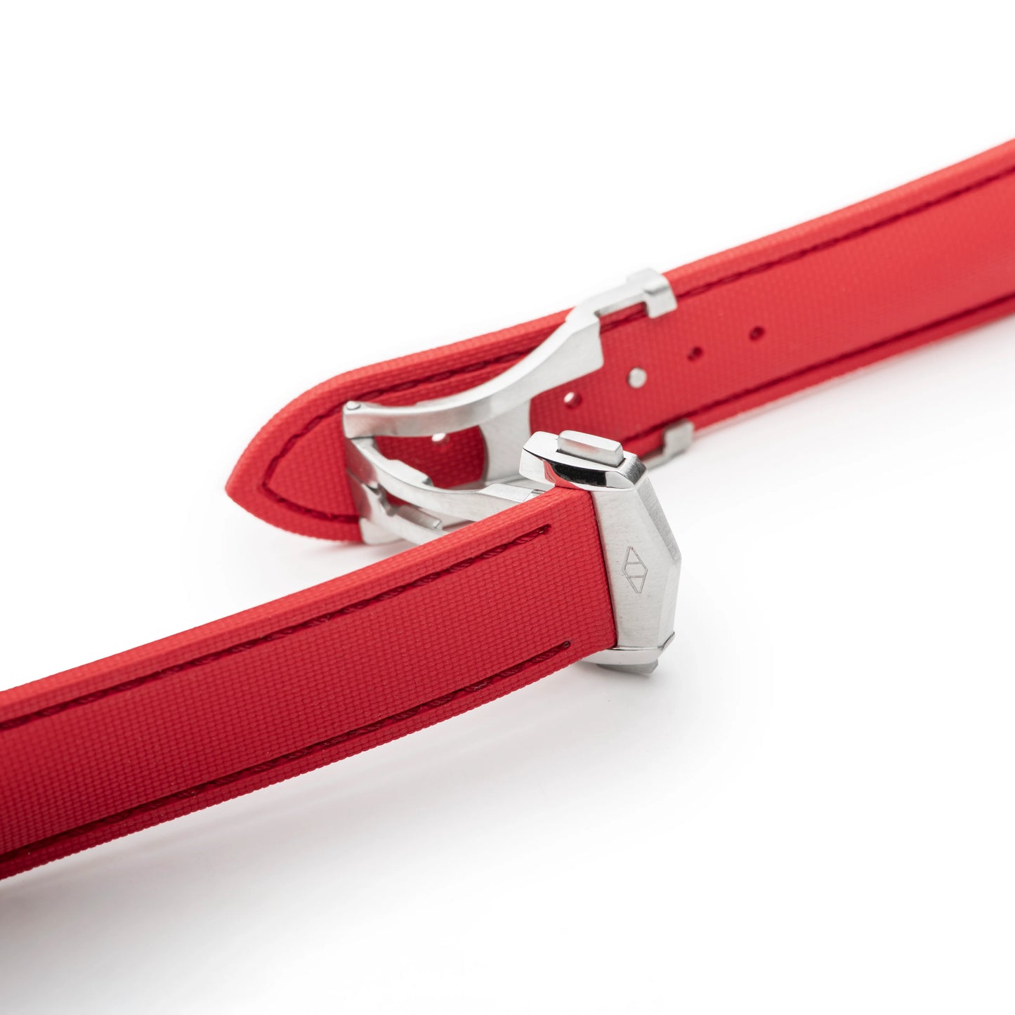 Loop-less™ HydroFlex™ Red Sailcloth Watch Strap with Red Stitching