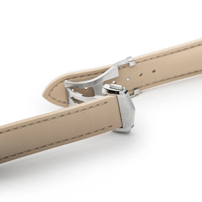 Loop-less™ HydroFlex™ Sand Beige Sailcloth Watch Strap with Beige Stitching