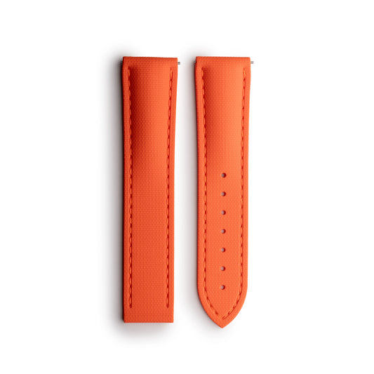 Loop-less™ HydroFlex™ Orange Sailcloth Watch Strap with Orange Stitching