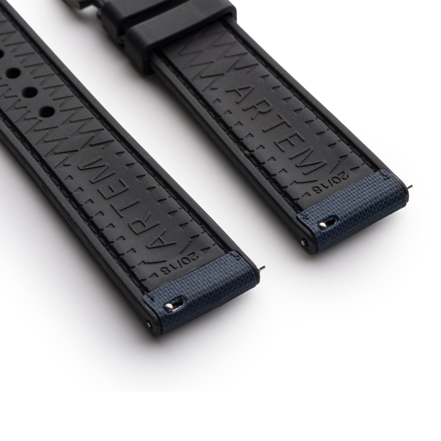 HydroFlex™ Navy Blue Hybrid FKM Watch Strap With White Stitching