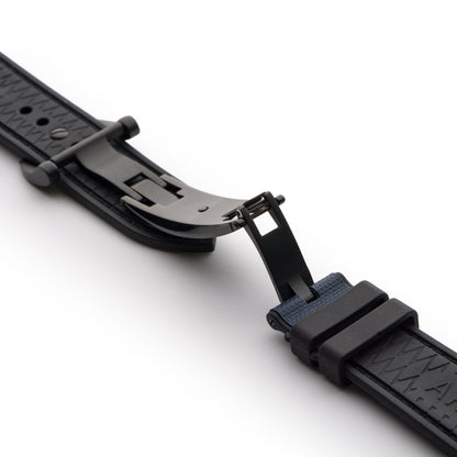 HydroFlex™ Navy Blue Hybrid FKM Watch Strap With White Stitching