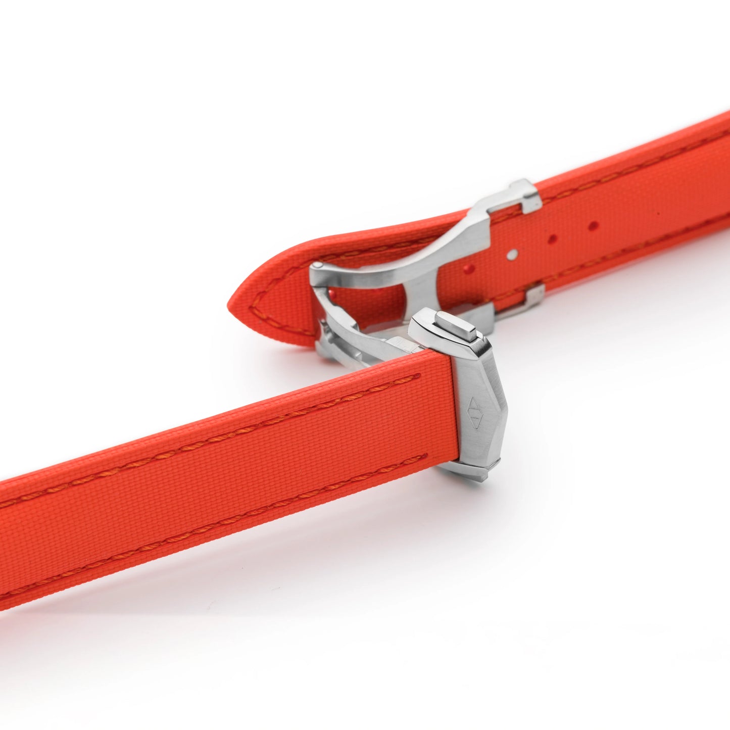 Loop-less™ HydroFlex™ Orange Sailcloth Watch Strap with Orange Stitching