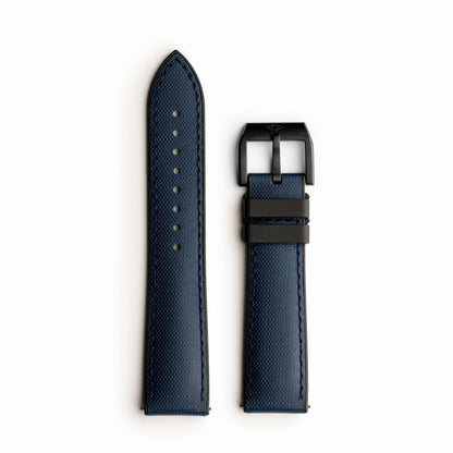 HydroFlex™ Navy Blue Hybrid FKM Watch Strap With Blue Stitching