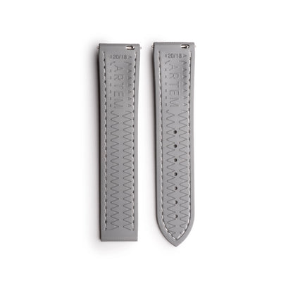 Loop-less™ HydroFlex™ Grey Sailcloth Watch Strap with White Stitching