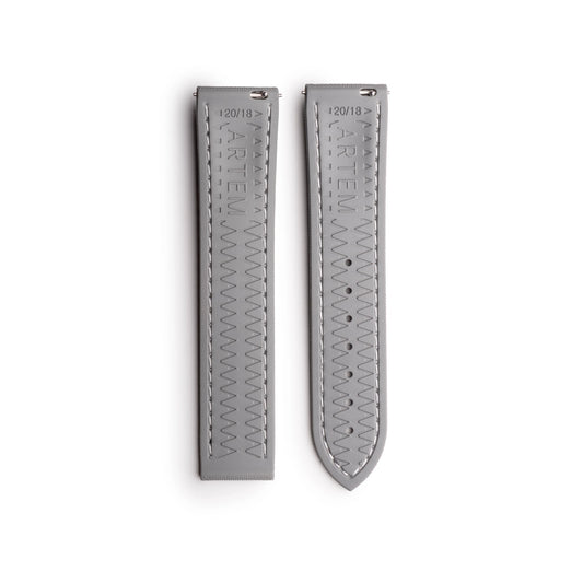 Loop-less™ HydroFlex™ Grey Sailcloth Watch Strap with White Stitching