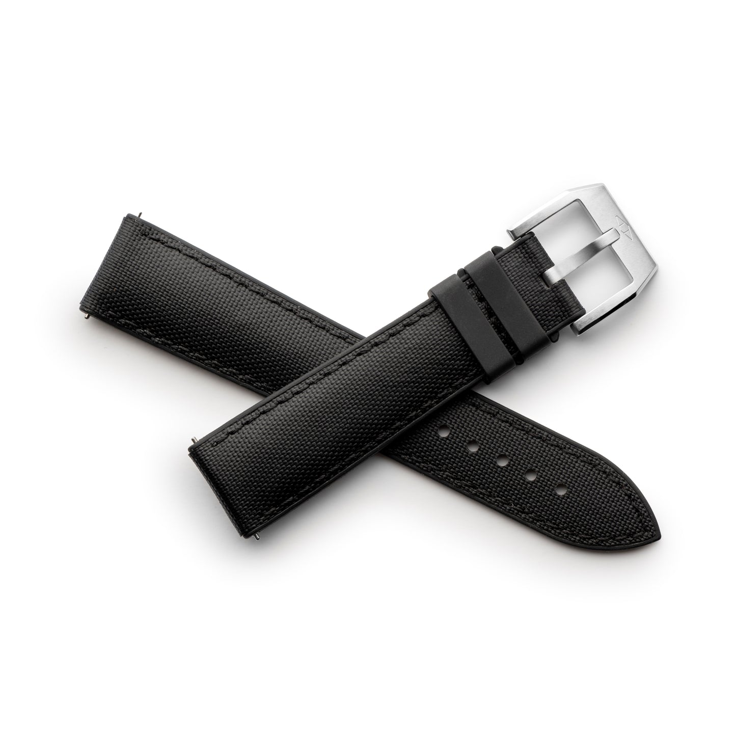 HydroFlex™ Black Hybrid FKM Watch Strap With Black Stitching