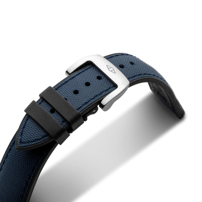 HydroFlex™ Navy Blue Hybrid FKM Watch Strap With Blue Stitching