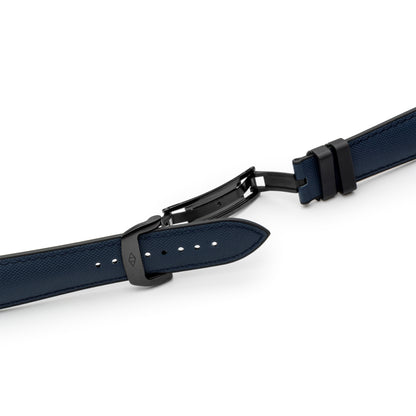 HydroFlex™ Navy Blue Hybrid FKM Watch Strap With Blue Stitching