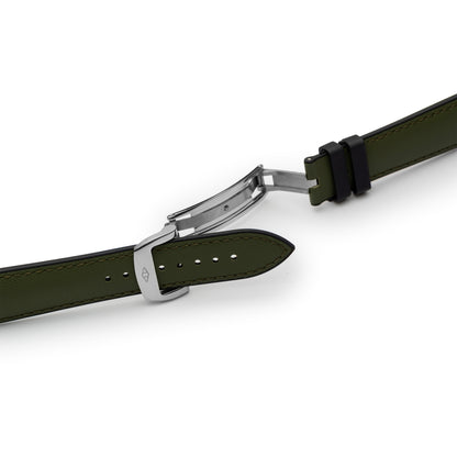 HydroFlex™ Khaki Green Hybrid FKM Watch Strap With Green Stitching