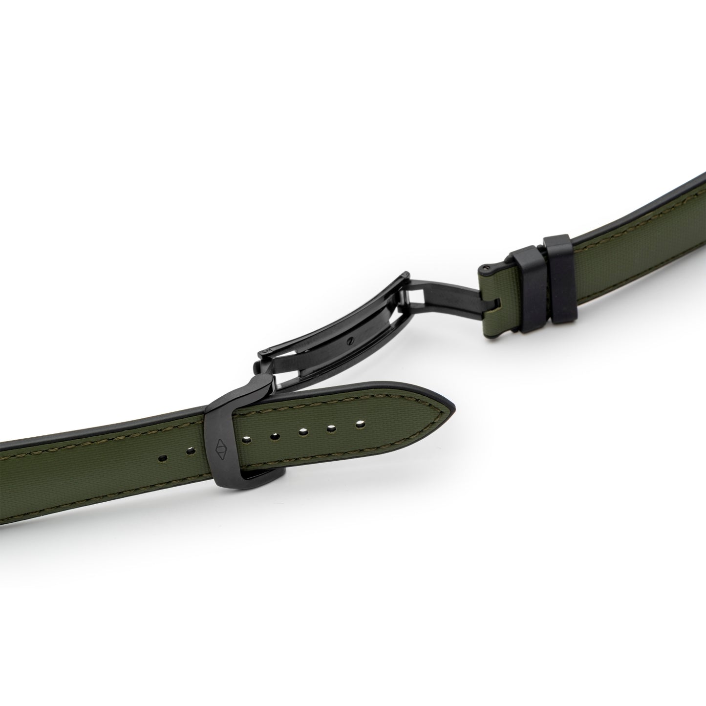 HydroFlex™ Khaki Green Hybrid FKM Watch Strap With Green Stitching