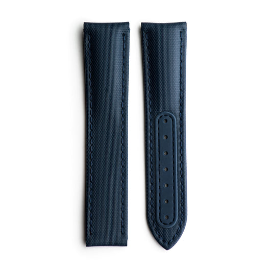 Loop-Less™ Navy Blue Sailcloth Watch Strap with Navy Blue Stitching