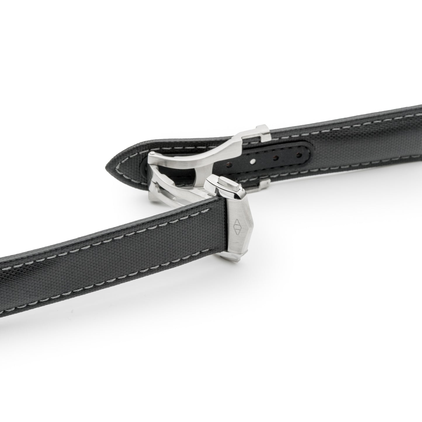 Loop-Less™ Black Sailcloth Watch Strap with Grey Stitching