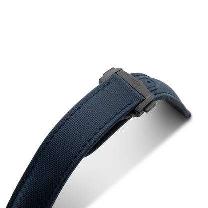 Loop-Less™ Navy Blue Sailcloth Watch Strap with Navy Blue Stitching