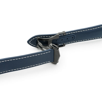 Loop-Less™ Navy Blue Sailcloth Watch Strap with White Stitching