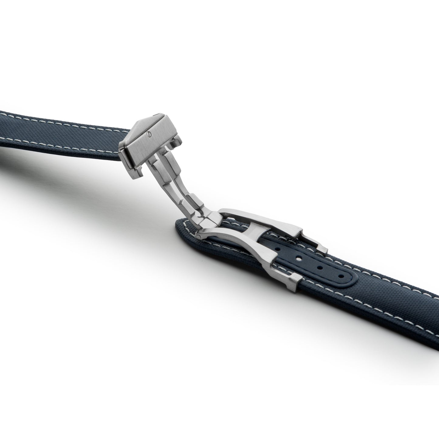 Loop-Less™ Navy Blue Sailcloth Watch Strap with White Stitching