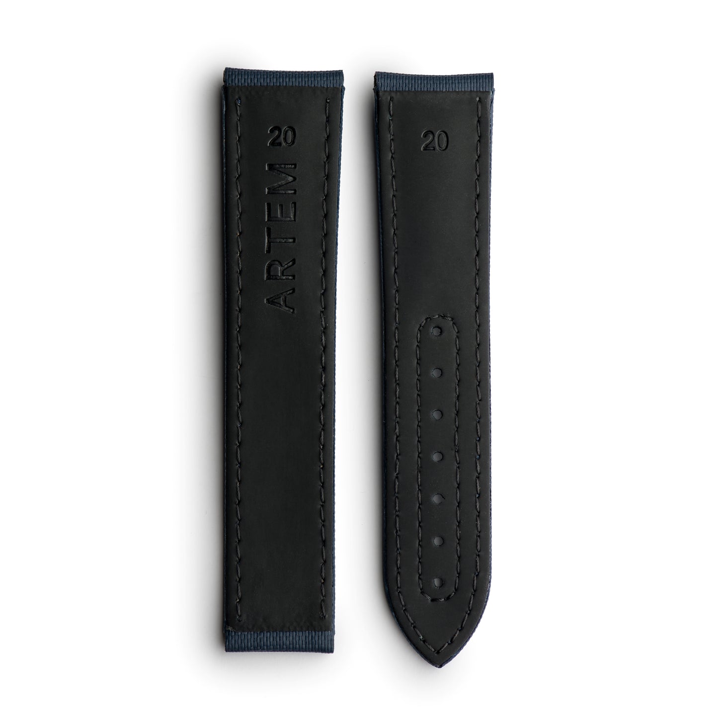 Loop-Less™ Navy Blue Sailcloth Watch Strap with White Stitching