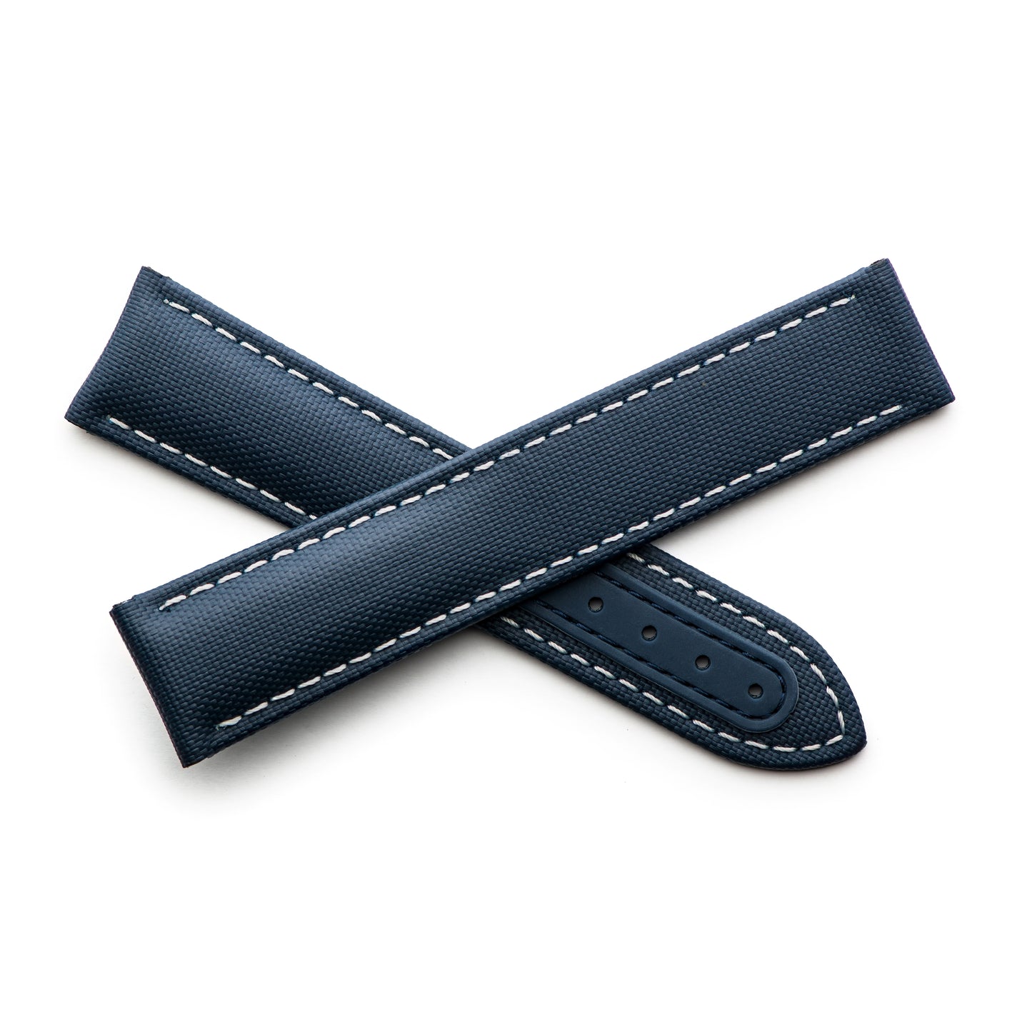 Loop-Less™ Navy Blue Sailcloth Watch Strap with White Stitching