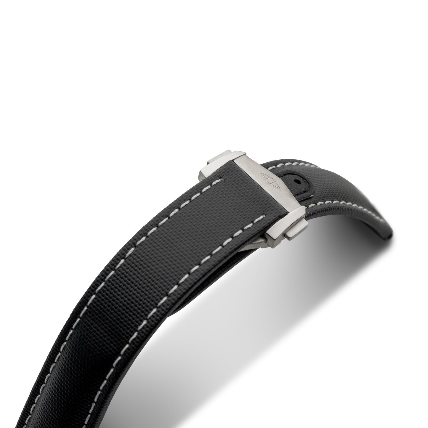 Loop-Less™ Black Sailcloth Watch Strap with White Stitching