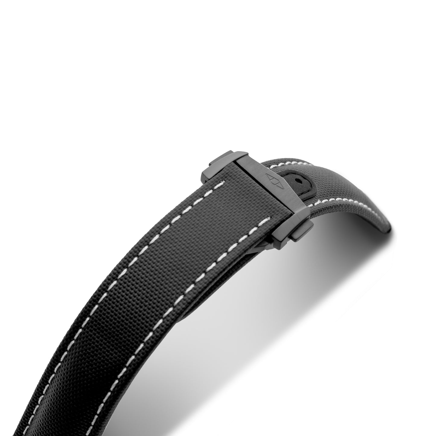 Loop-Less™ Black Sailcloth Watch Strap with White Stitching