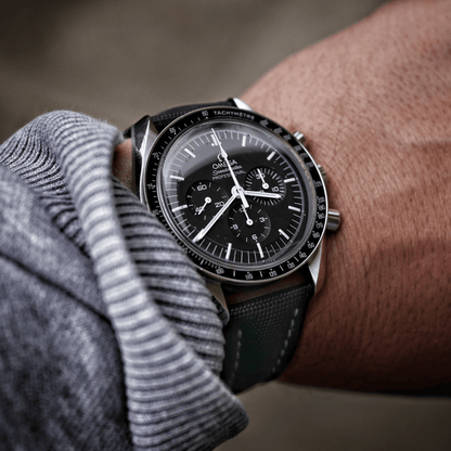 Loop-Less™ Black Sailcloth Watch Strap with Black Stitching