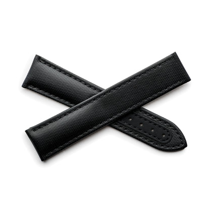 Loop-Less™ Black Sailcloth Watch Strap with Black Stitching