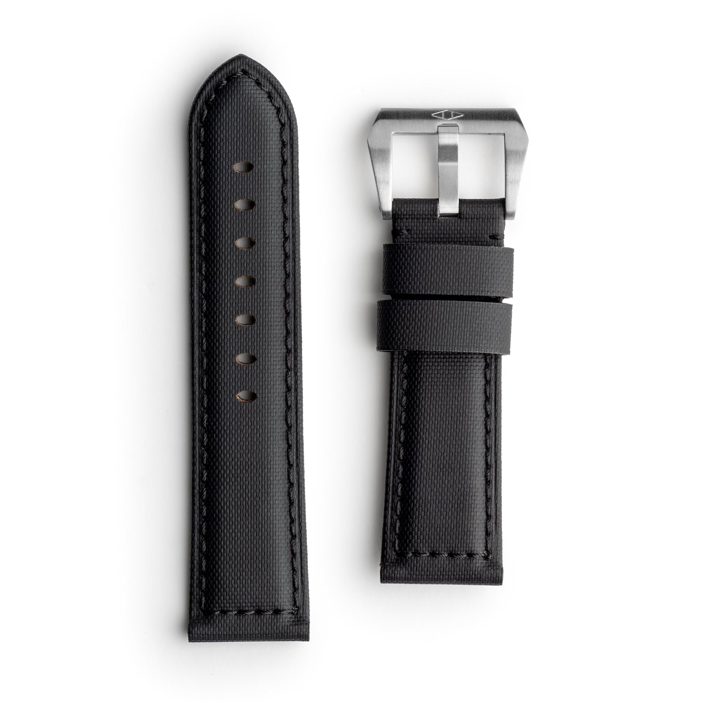 Pam Style Black Sailcloth Watch Strap with Black Stitching