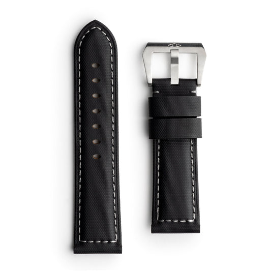 🎁 Pam Style Black Sailcloth Watch Strap with Grey Stitching (100% off)