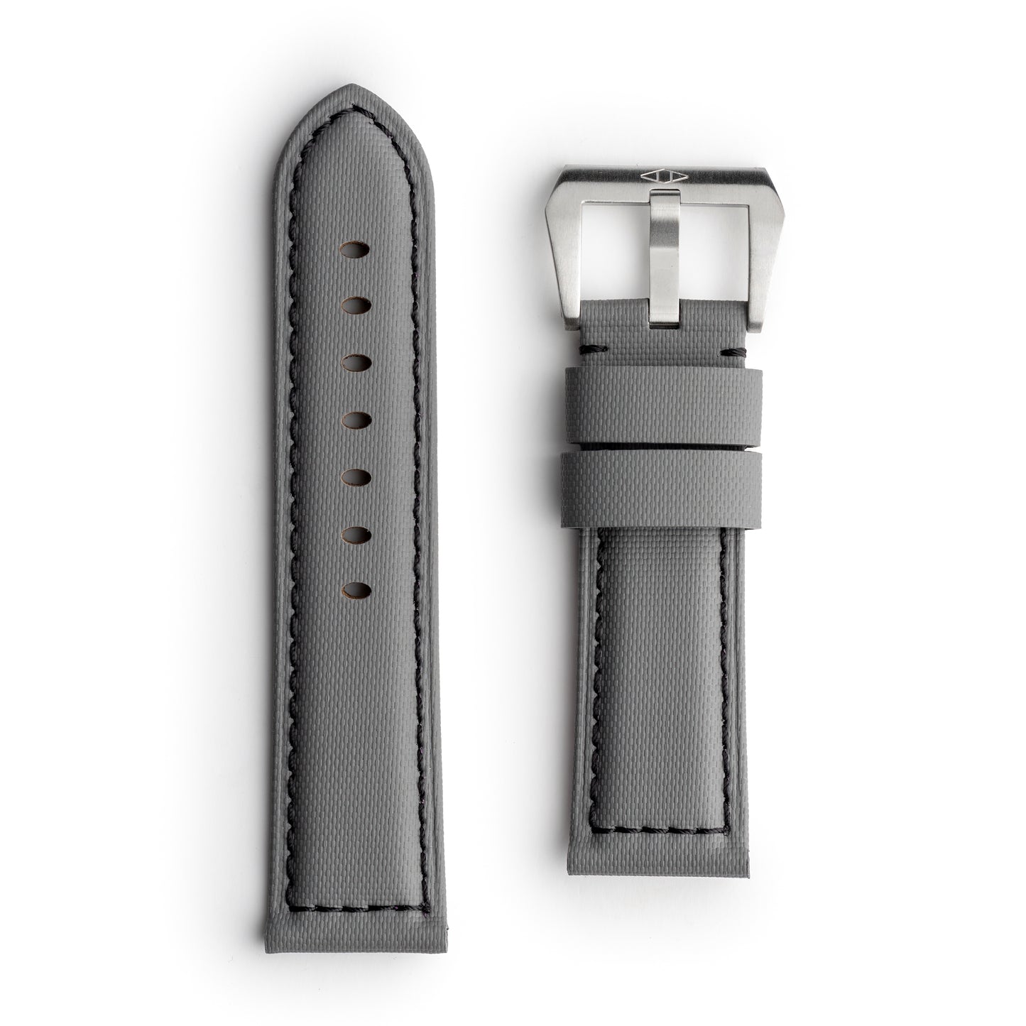 Pam Style Grey Sailcloth Watch Strap with Black Stitching