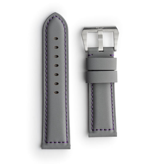 🎁 Pam Style Grey Sailcloth Watch Strap with Purple Stitching (100% off)