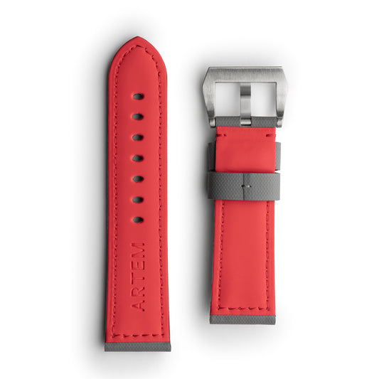 Pam Style Grey Sailcloth Watch Strap with Red Stitching