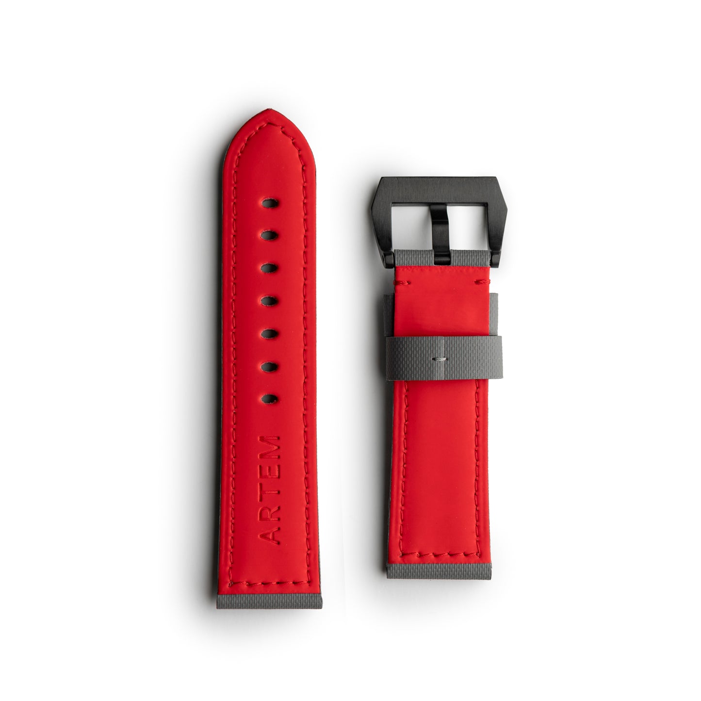 Pam Style Grey Sailcloth Watch Strap with Red Stitching