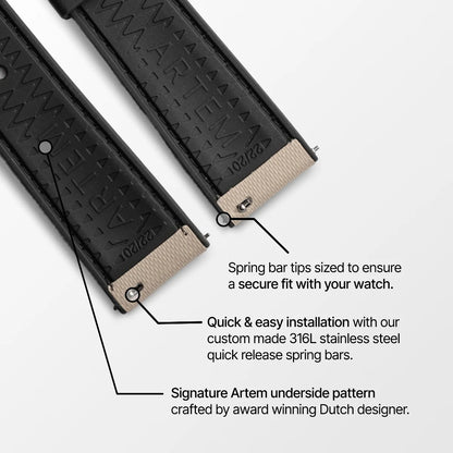 HydroFlex™ Sand Beige Hybrid FKM Watch Strap With White Stitching